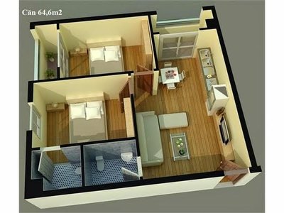 Căn hộ vay hỗ trợ 30.000 tỷ của chính phủ. 2PN, 2WC, 2ban công.