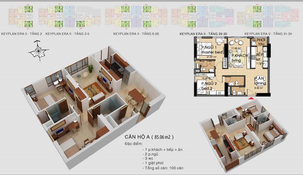 Cho thuê CH tại The Era Town Q7, 85 m2 giá 1,37 tỷ